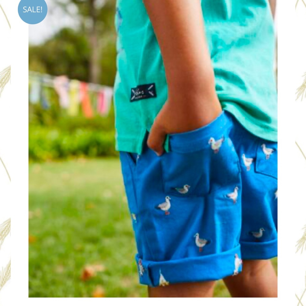 Joules blue shorts with embriodered seagulls